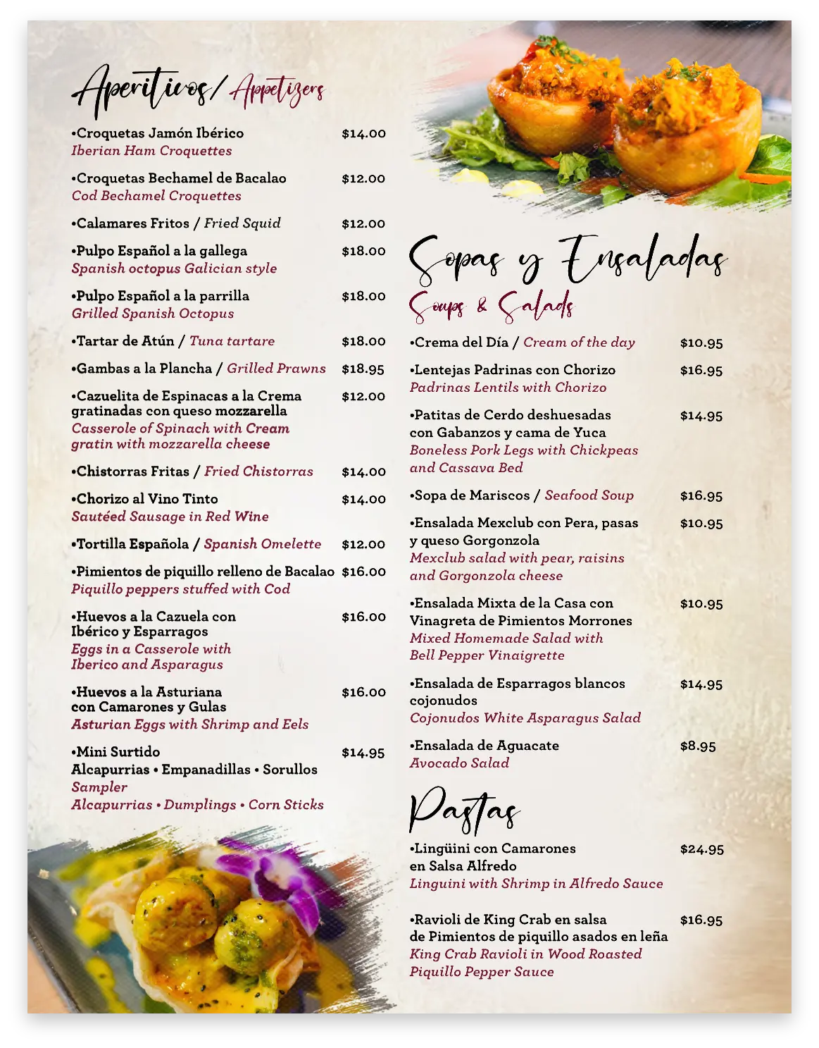 Menu El corcho